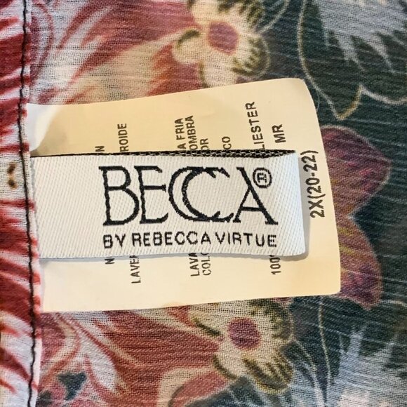 Becca By Rebecca Virtue Floral V Neck Relaxed Swim Cover Size 2X - Picture 7 of 12